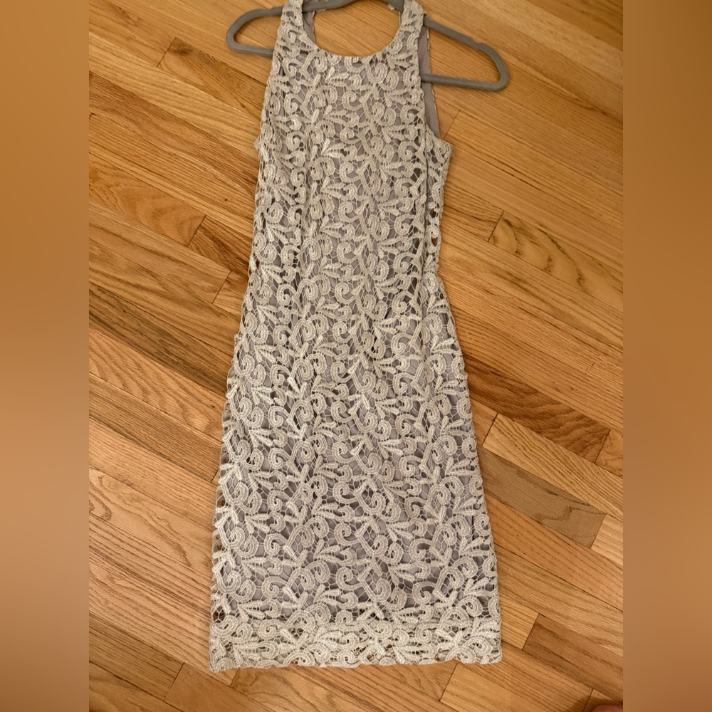 metallic Lace Sleeveless Dress